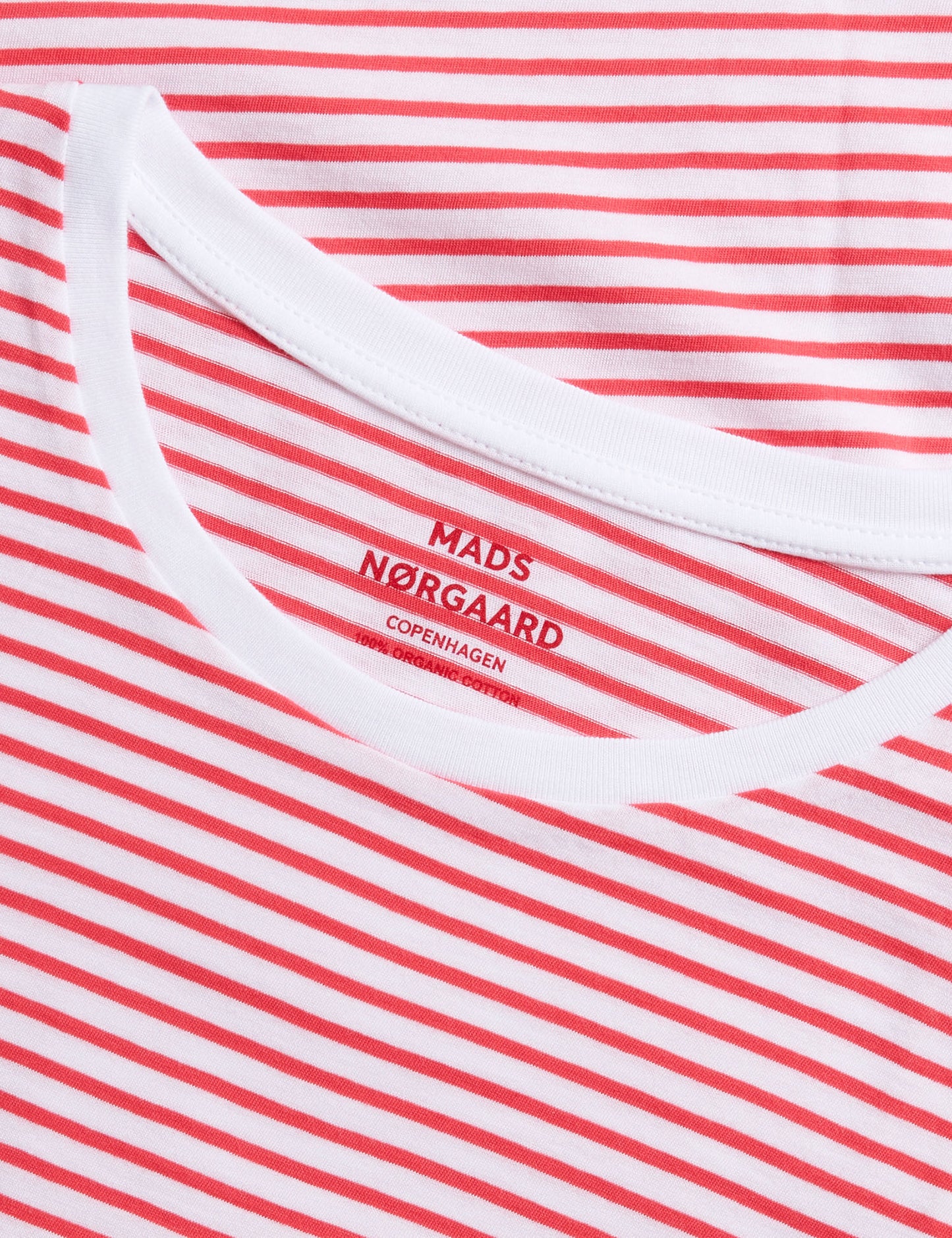 Fine Jersey Stripe Teasy Tee FAV, Brilliant White/Geranuim