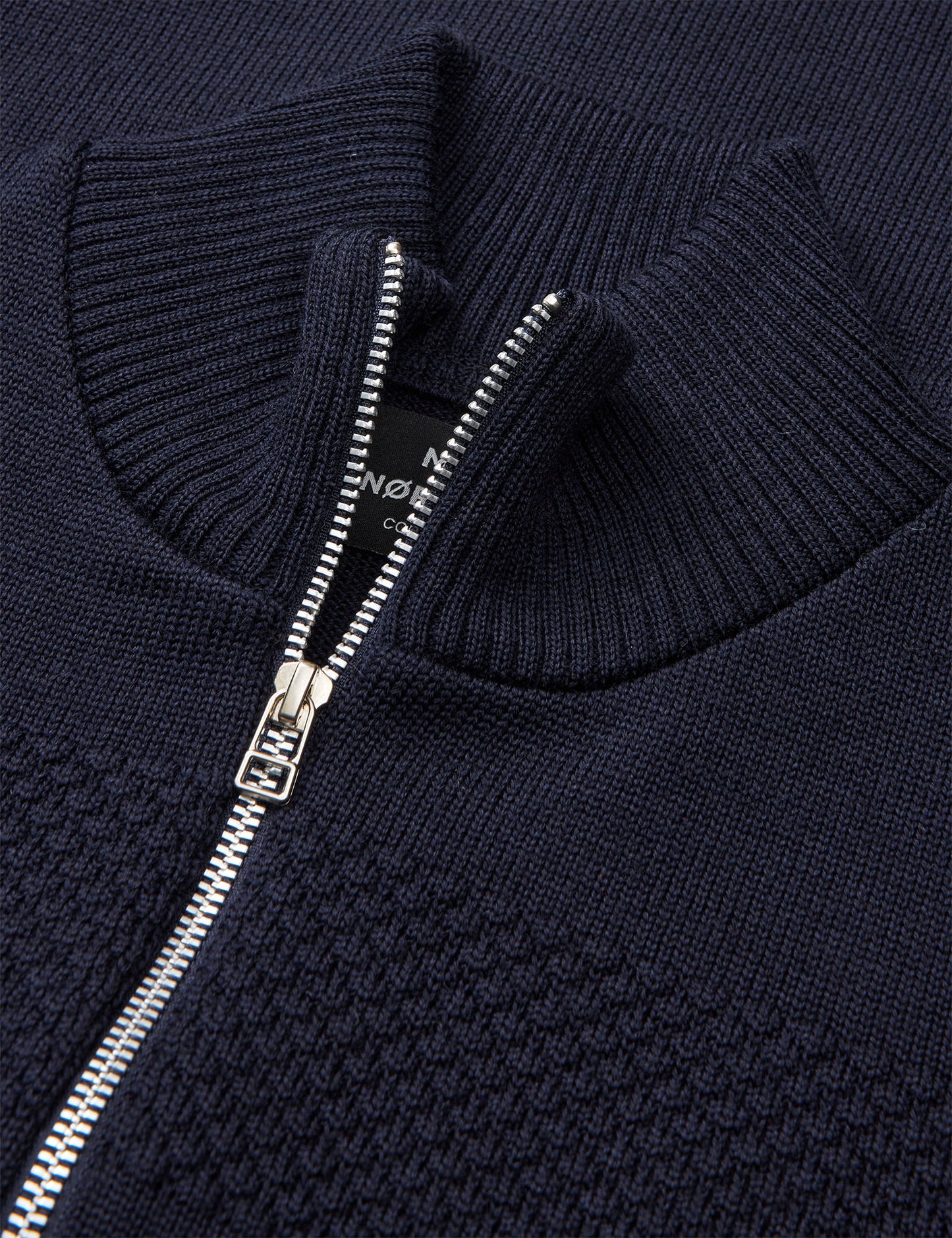 Wool Klemens Zip Knit, Parisian Night/Charcoal Melang