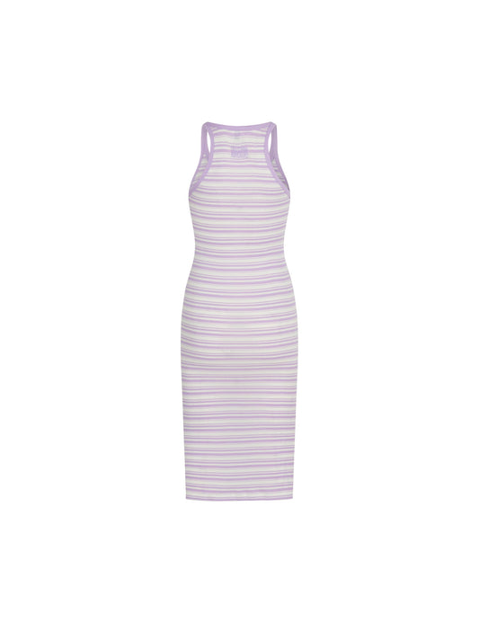 2x2 Cotton Stripe Carina Dress,  White Alyssum / Lavendula