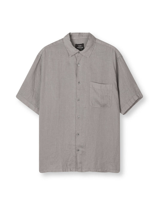 Dyed Linen Victor Shirt SS, Titanium
