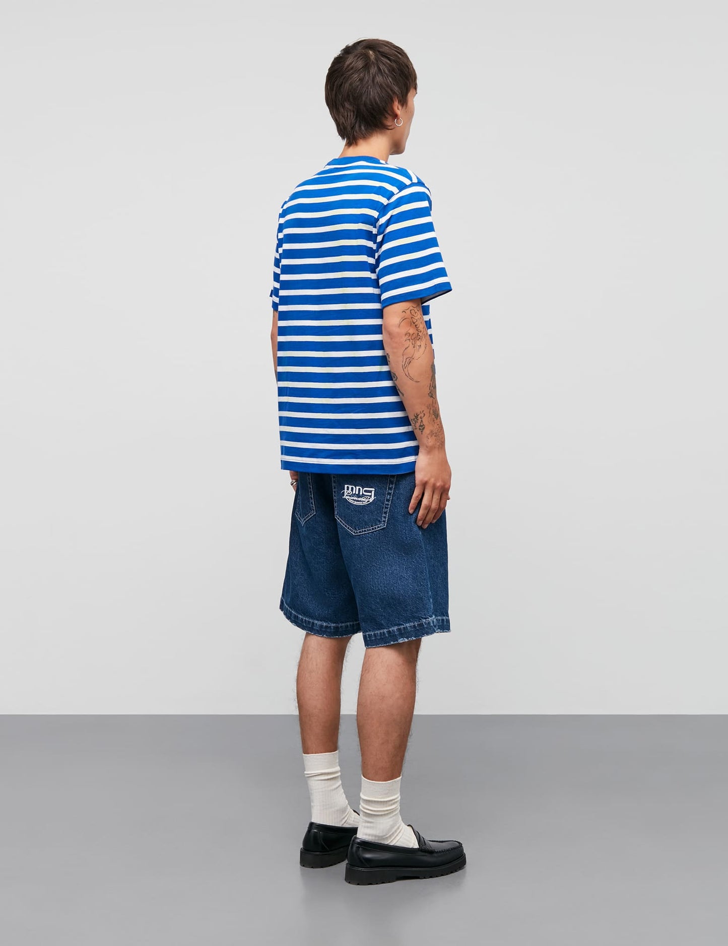 Cotton Jersey Stripe Frode Tee, Surf The Web/White