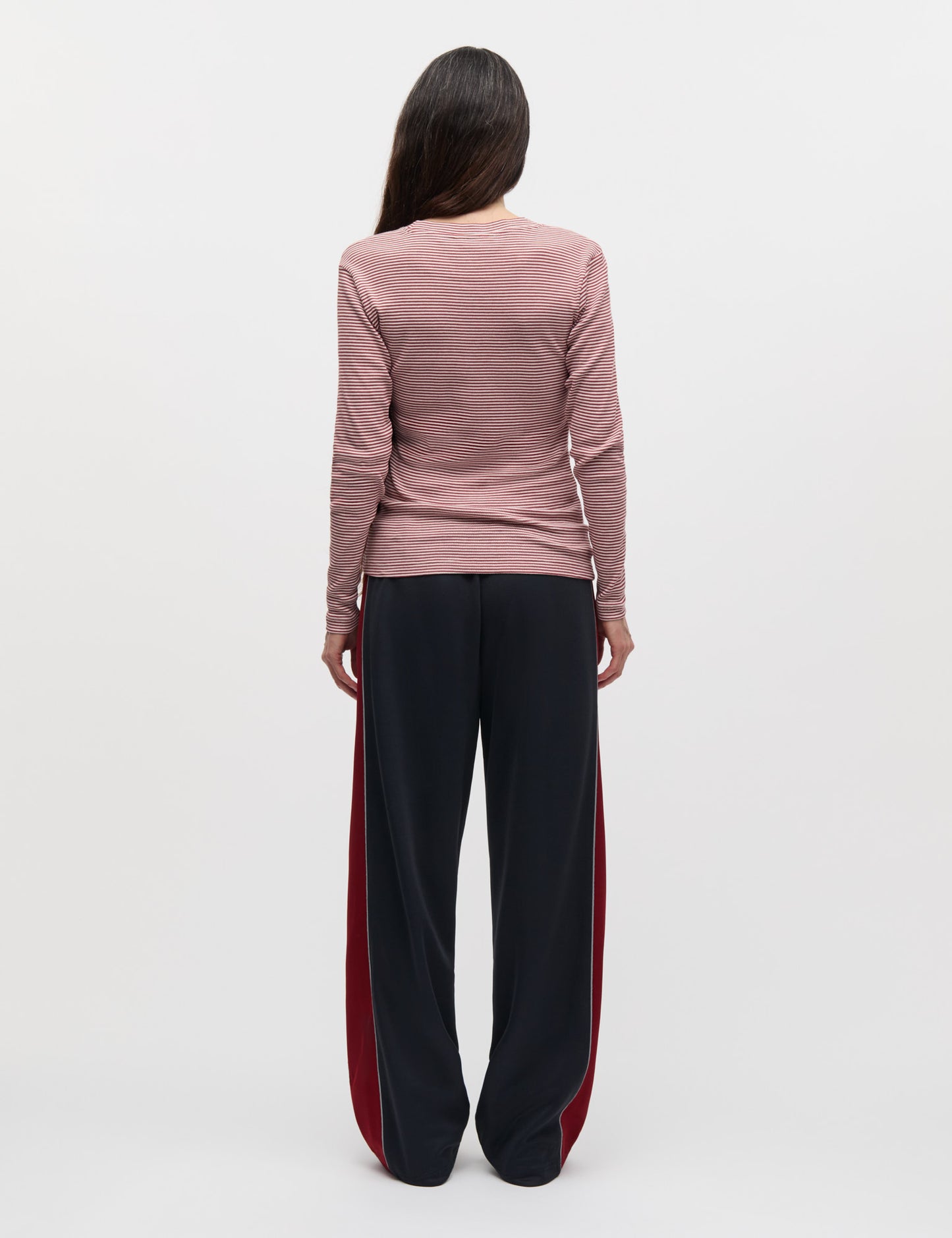 2x2 Cotton Stripe Tuba Tee LS, Winery/Vanilla Ice