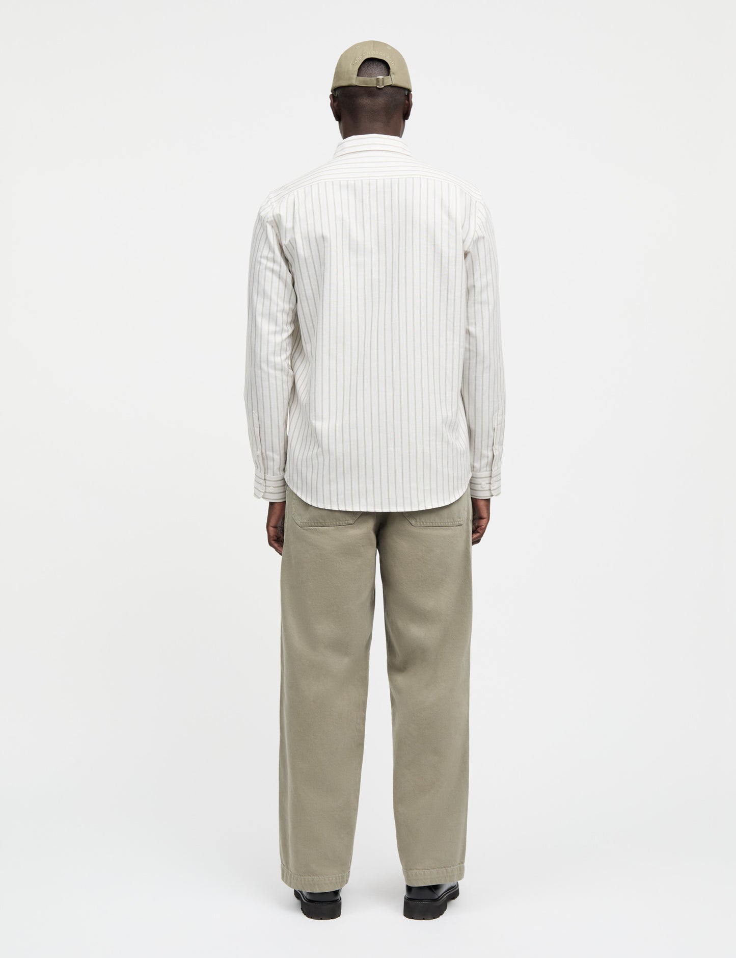 Cotton Oxford Sune Stripe Shirt BD FAV, White/Four Leaf Clover/Rainy D