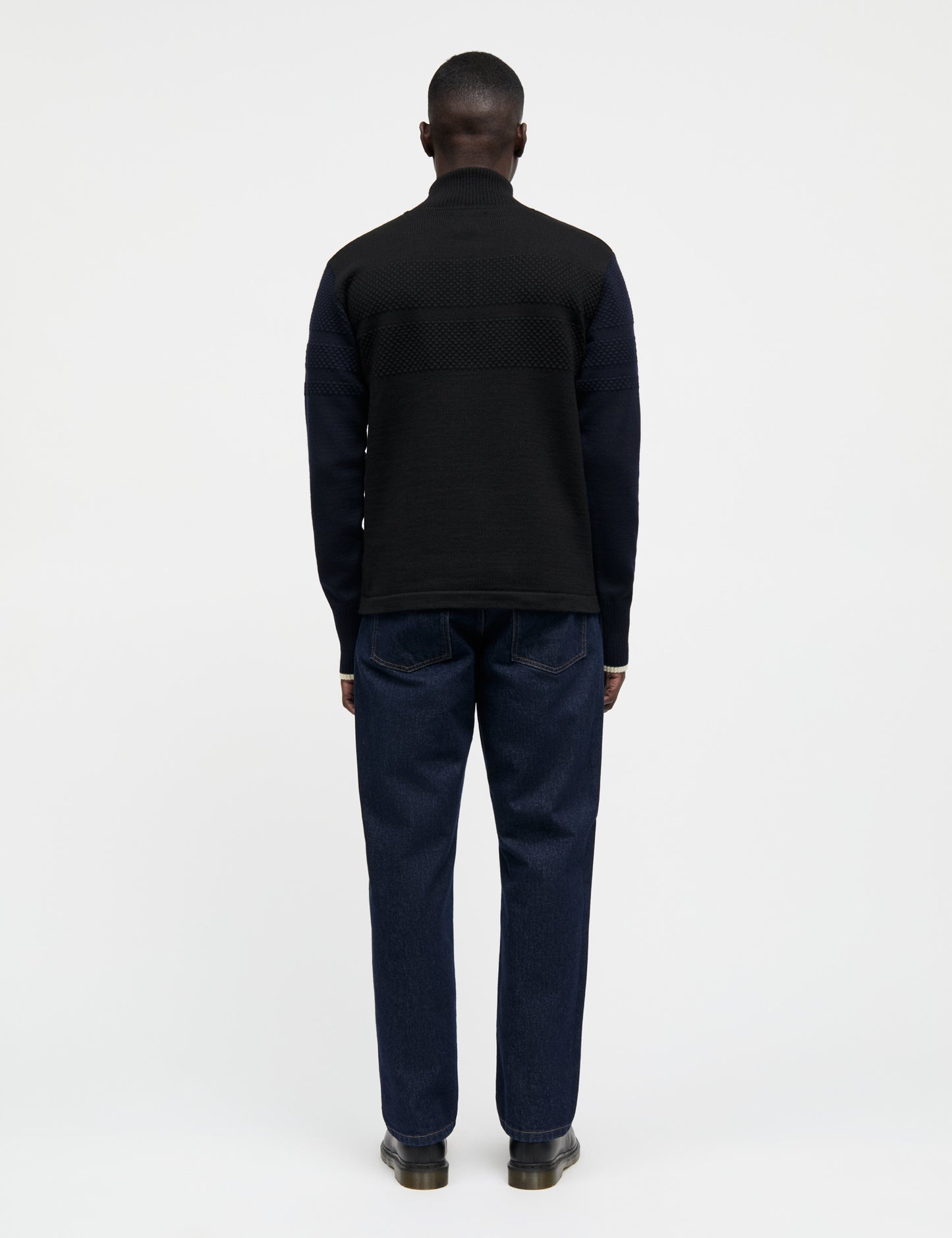 Wool Klemens Half Zip Knit, Parisian Night/Black