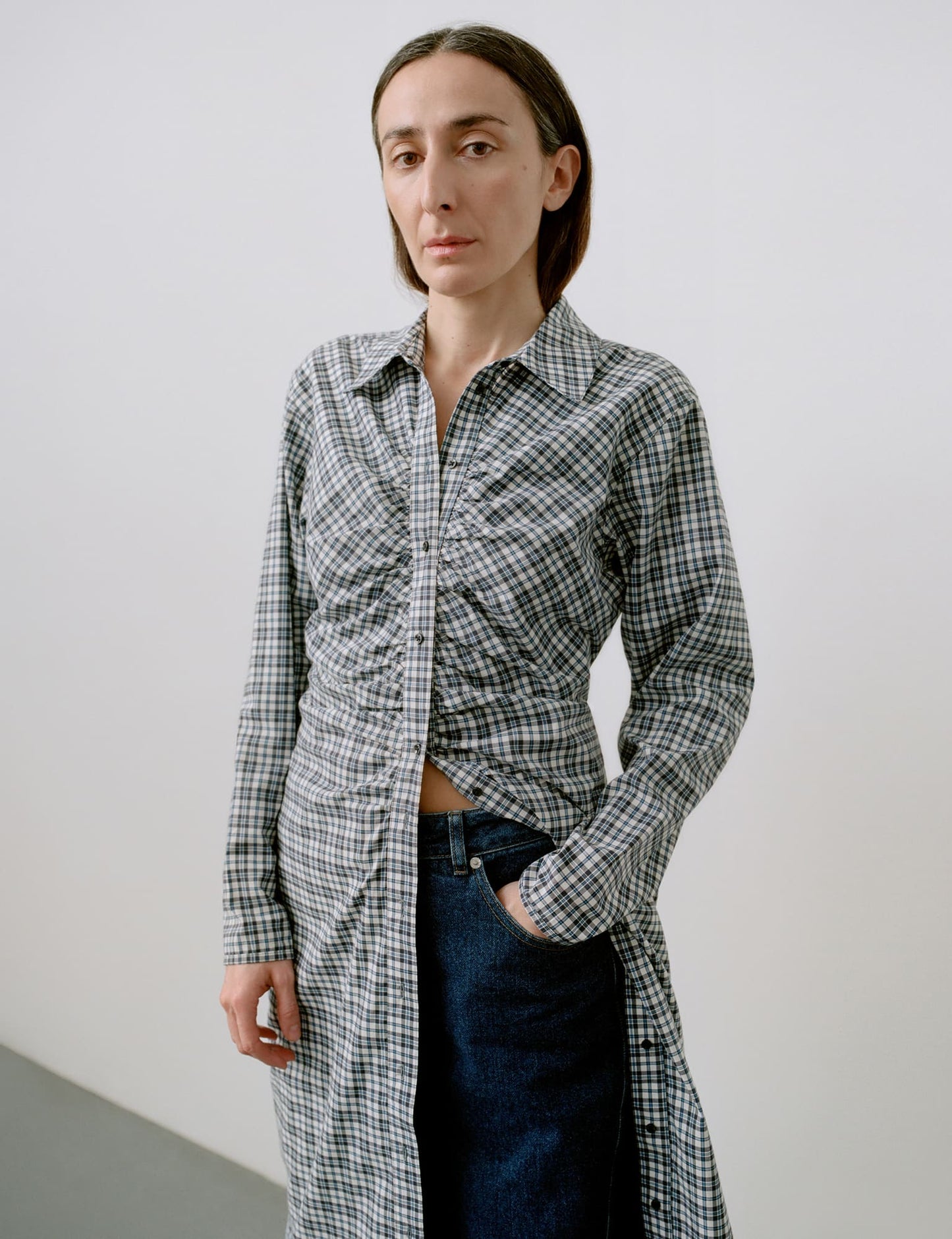 Poplinda Iris Dress, Parisian Night Check