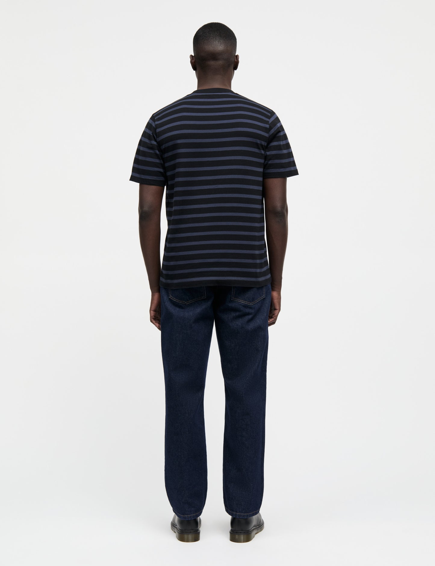 Cotton Jersey Stripe Frode Tee, Parisian Night/Black