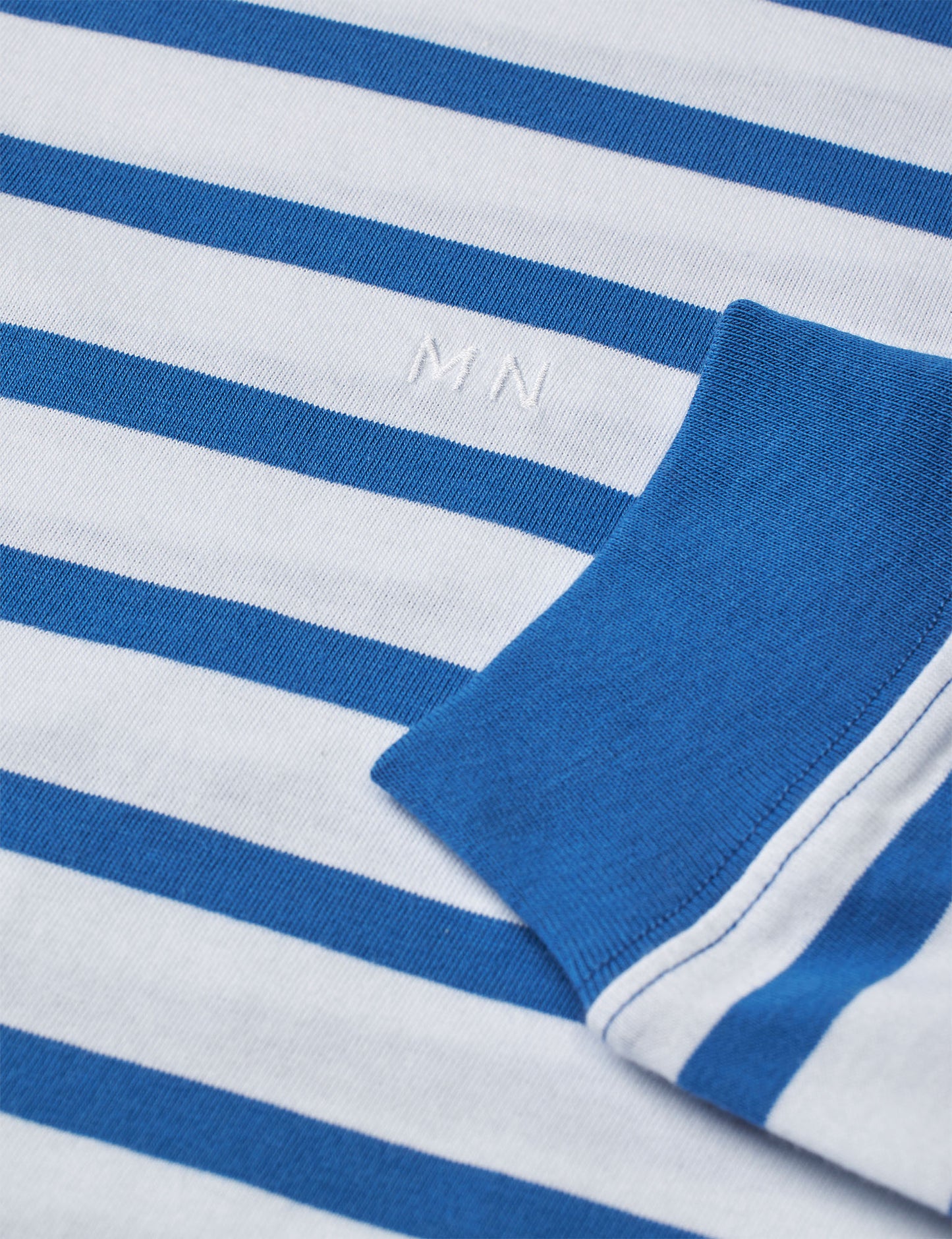 Cotton Jersey Stripe Frode Tee LS, Bright Cobalt/White