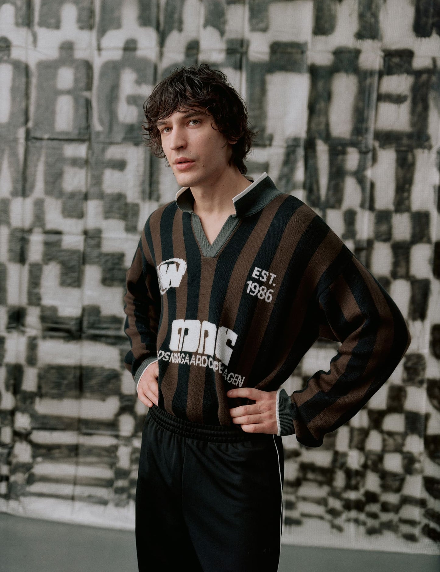 Fancy Liam Football Knit, Black/Demitasse