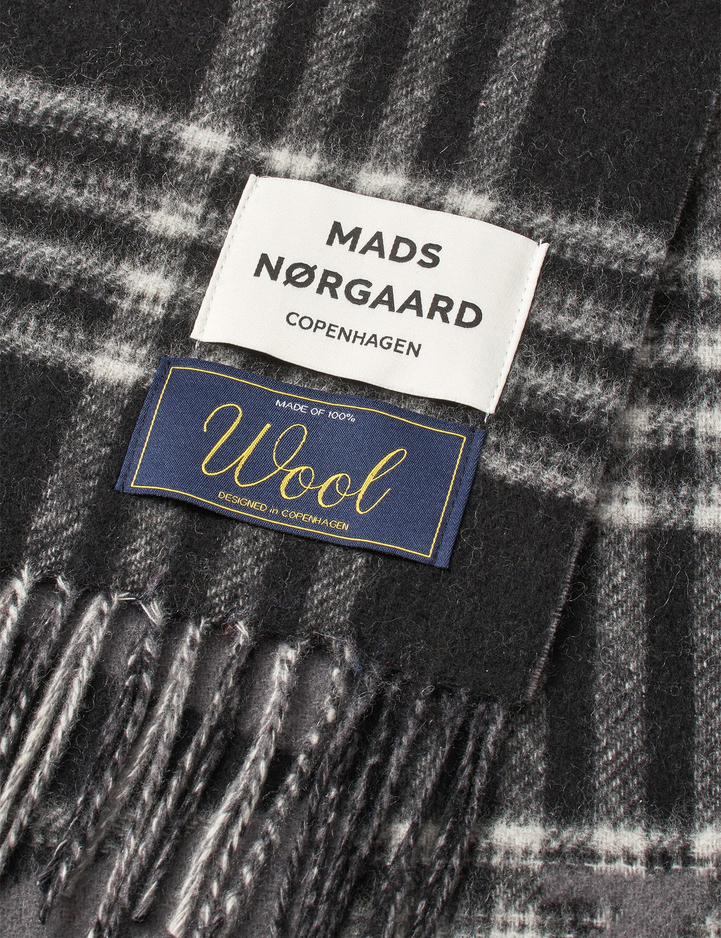 Woven Wool Logo Scarf, Black/Vanilla Ice