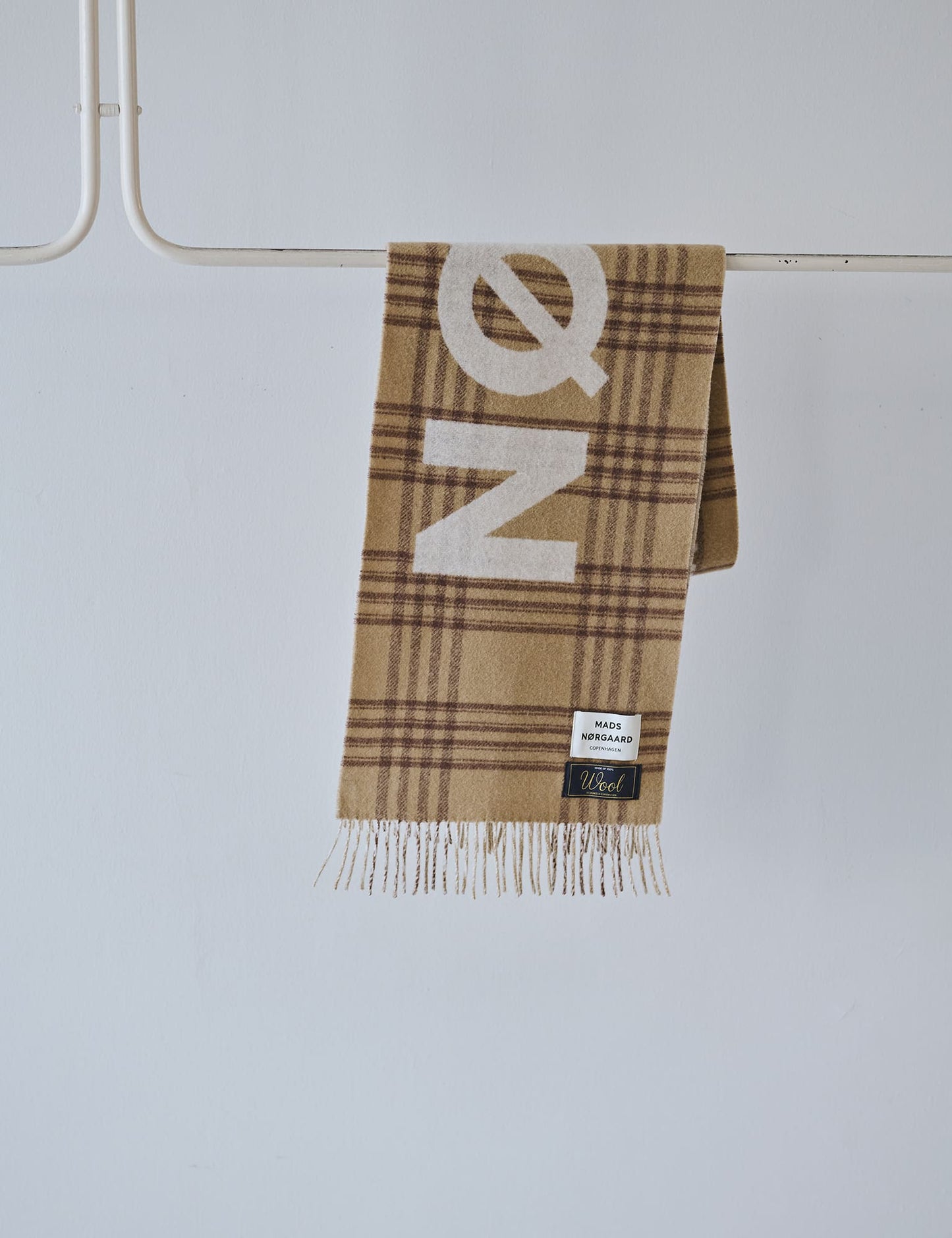 Woven Wool Logo Scarf, Cornstalk/Cocoa Brown