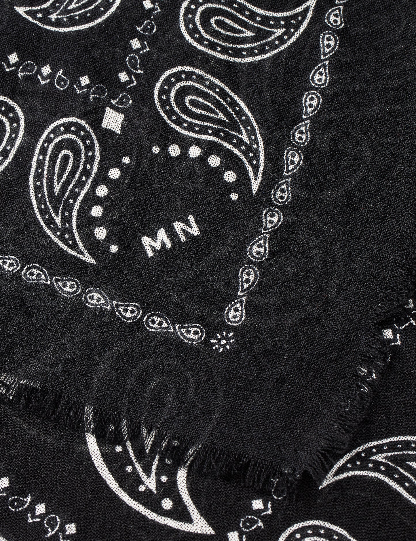 Soft Wool Self Scarf, Paisley AOP/Black