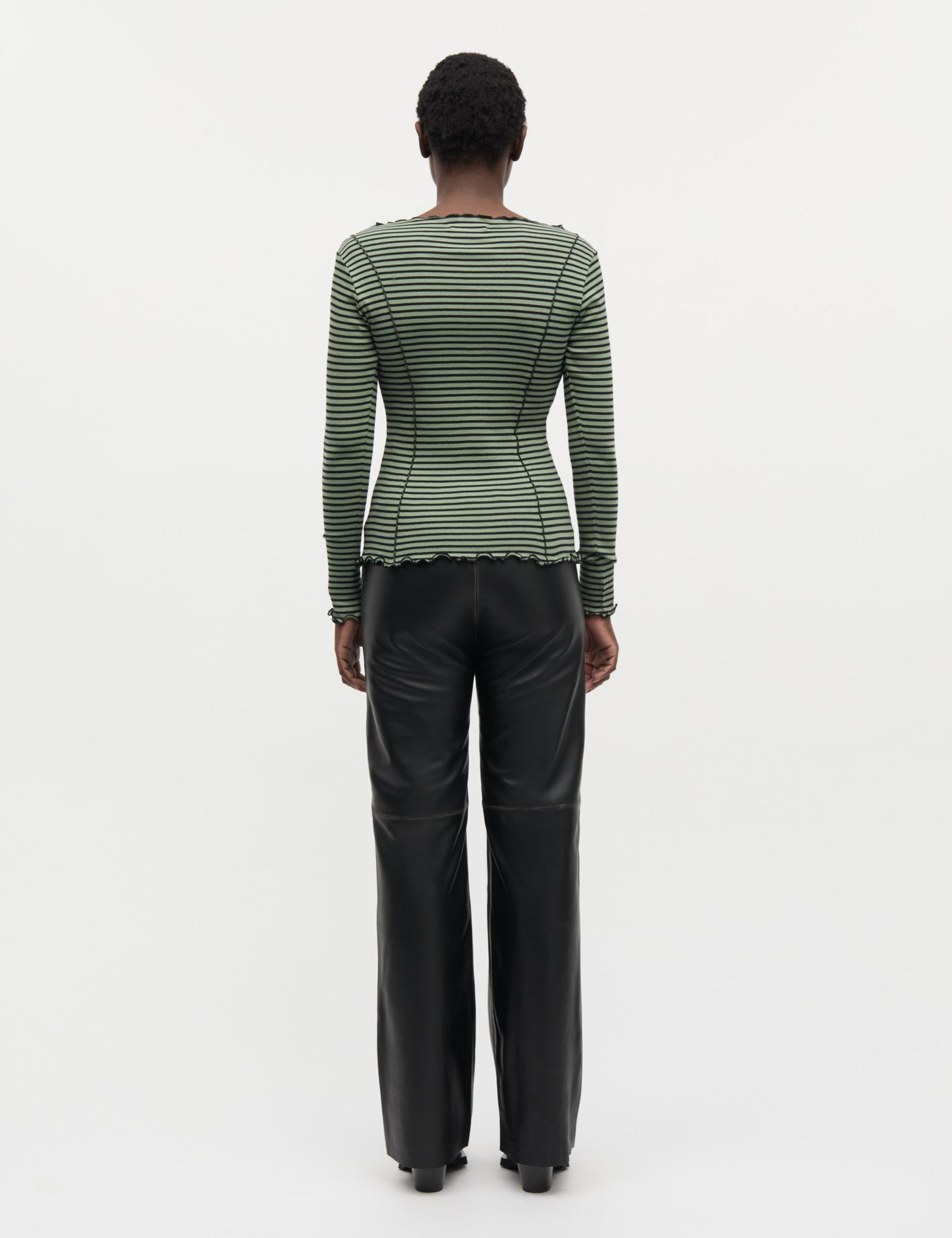 2x2 Cotton Stripe Siri Top, Sea Spray/Black