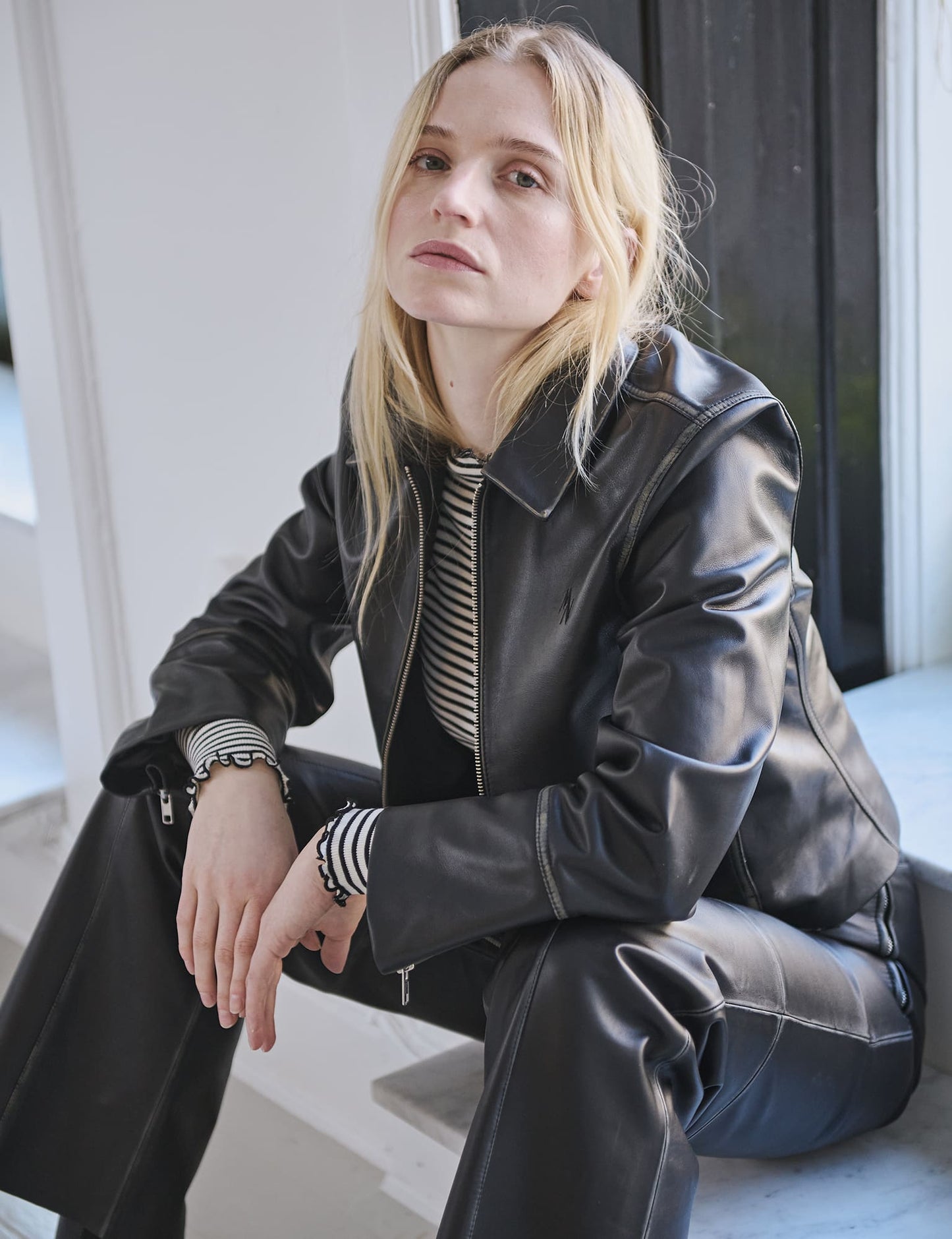 Smooth Leather Rachel Jacket, Black