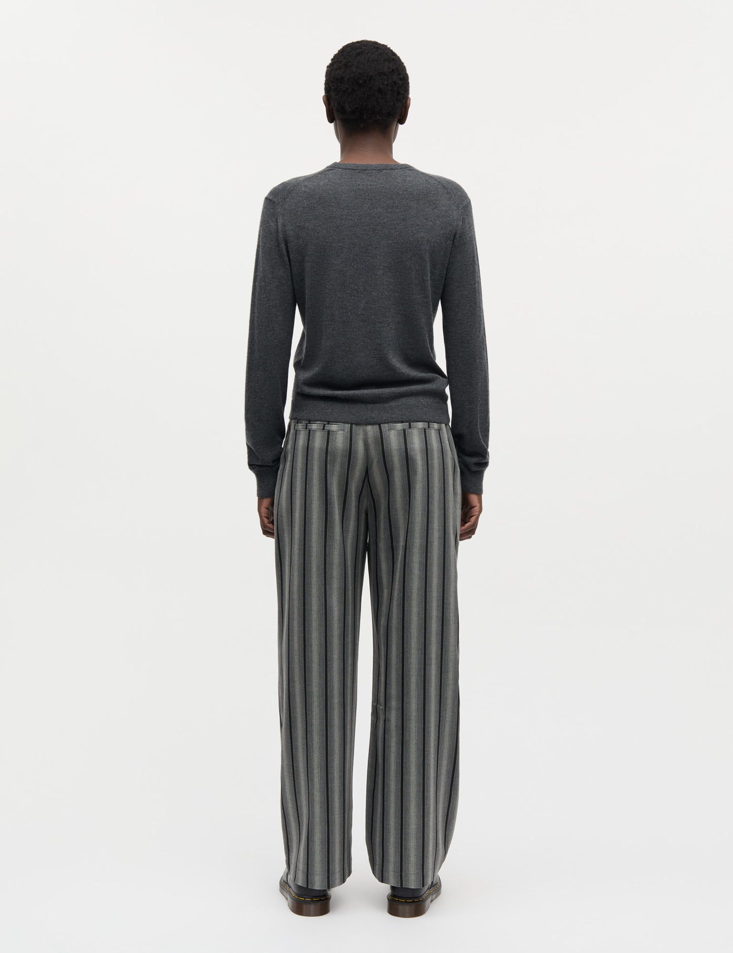 Fine Merino Emma Knit, Dark Grey Melange