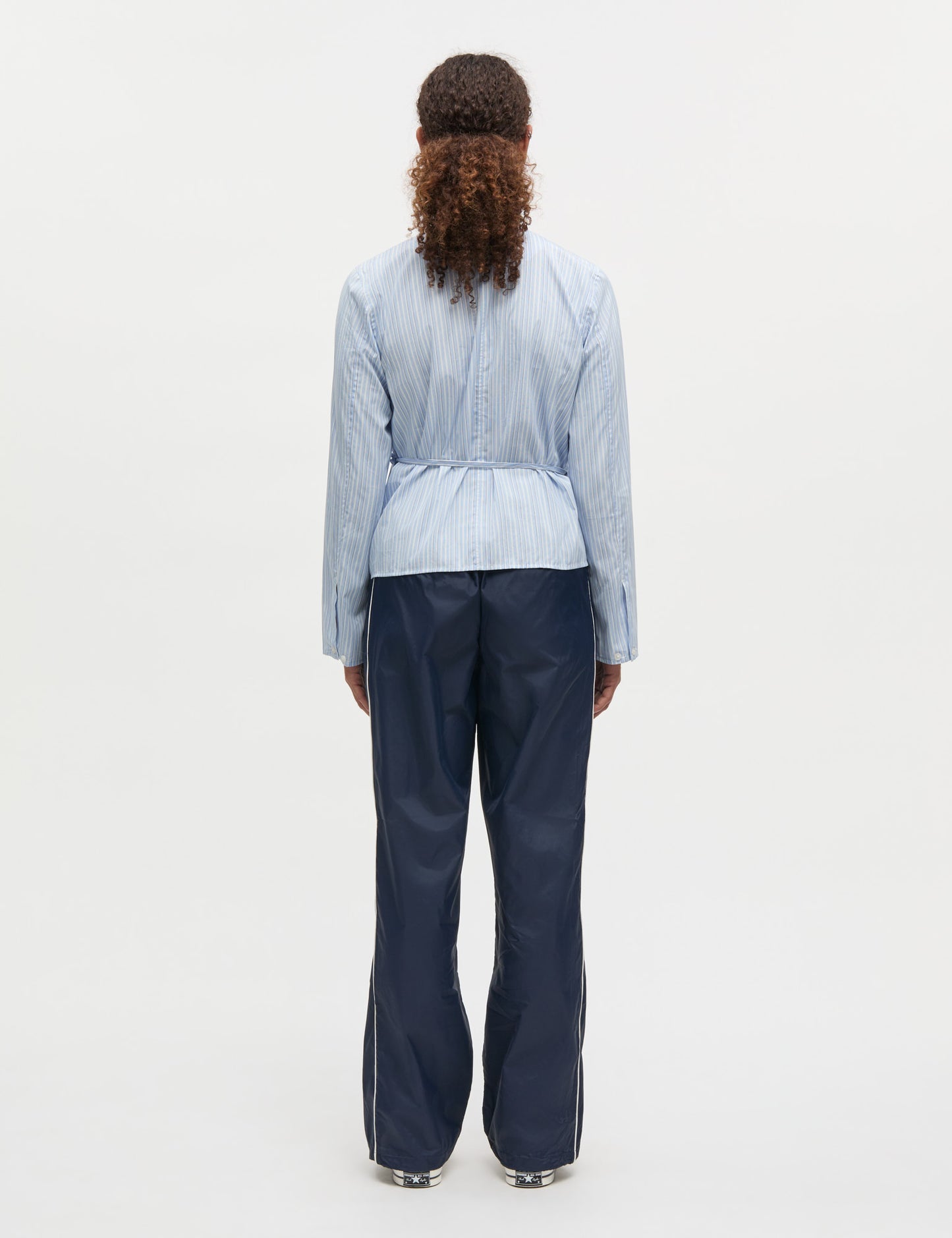 Mia Poplin Pam Wrap Top, Pinstripe/Provence