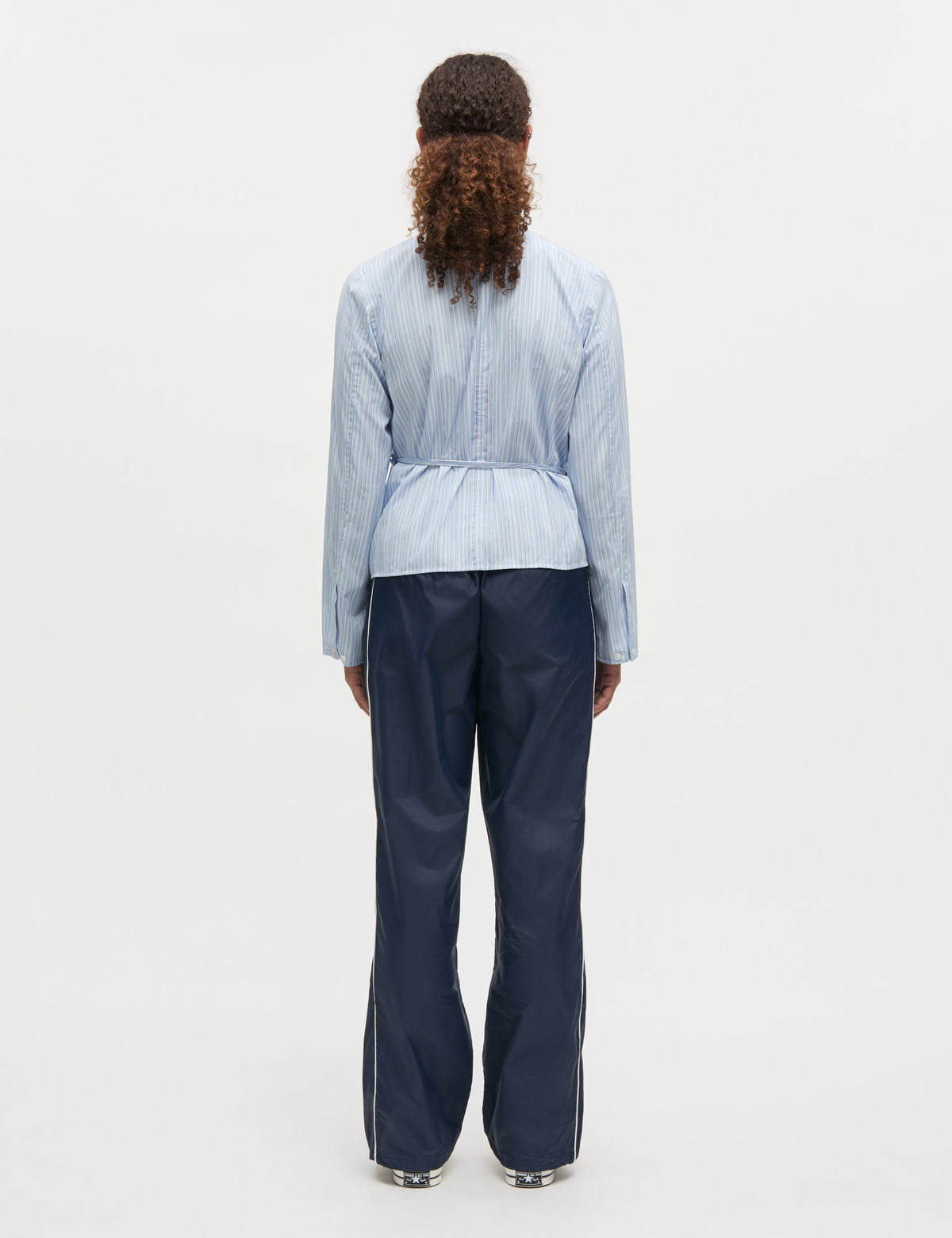 Mia Poplin Pam Wrap Top, Pinstripe/Provence