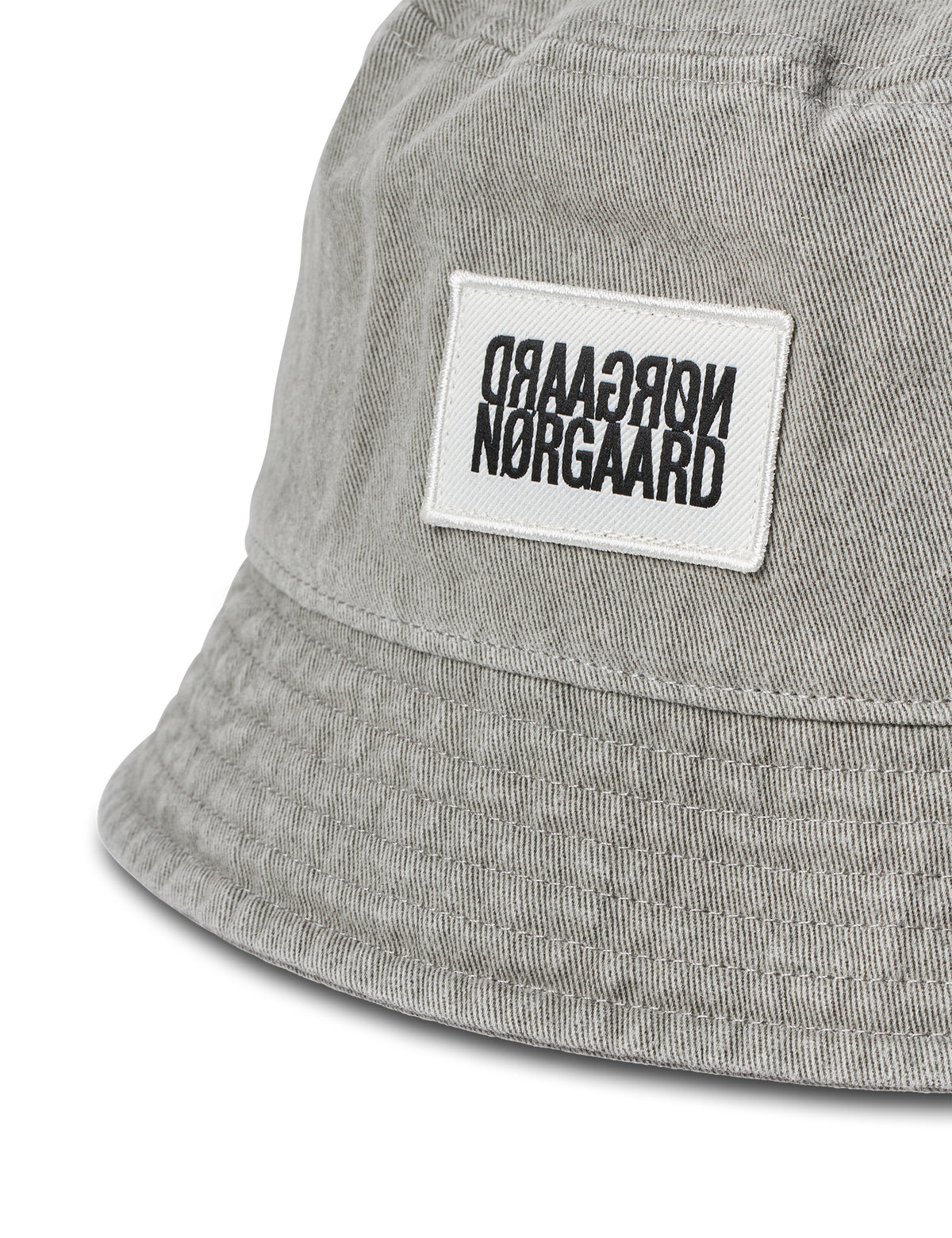 Washed Cotton Twill Bucket Hat, Grey Melange