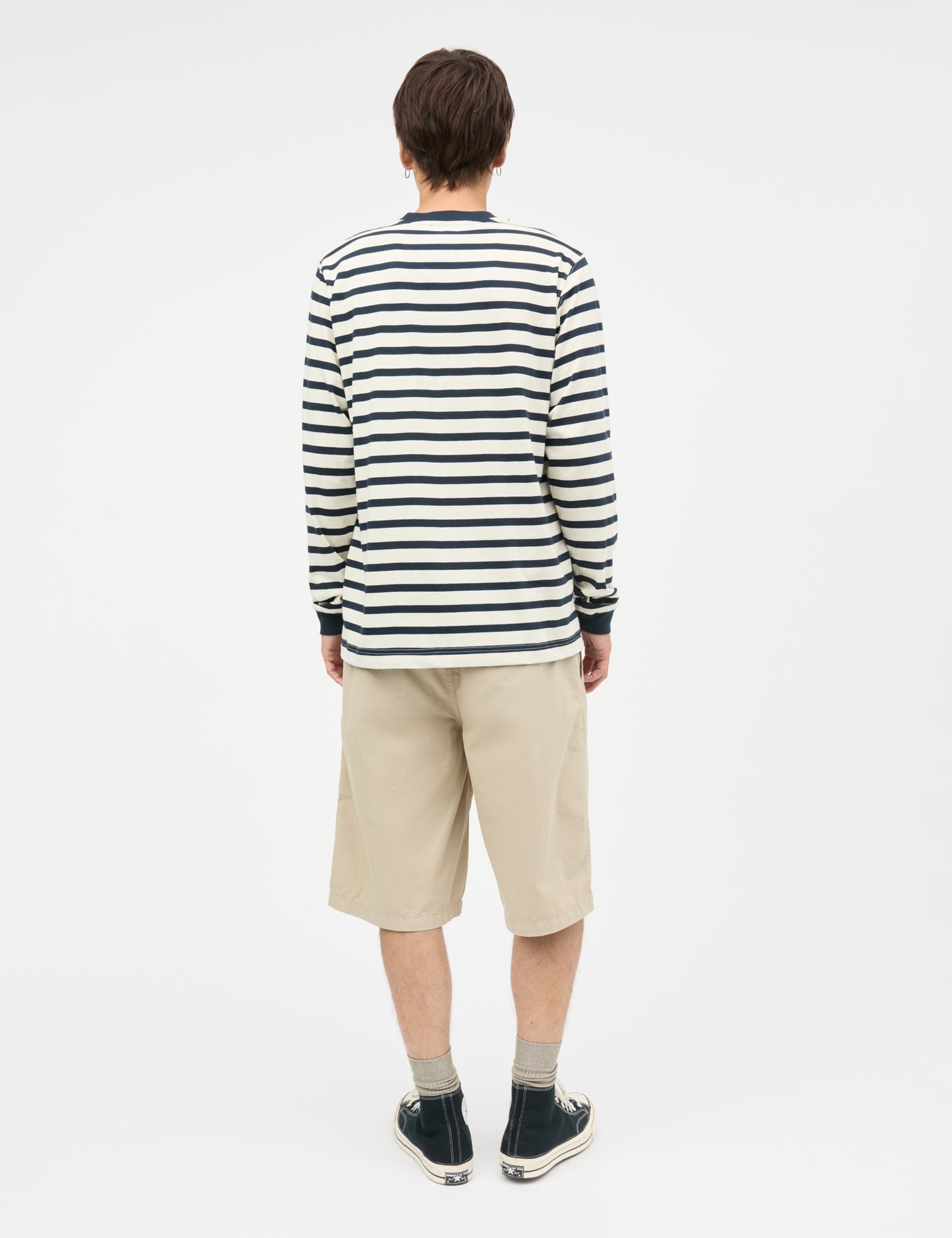 Cotton Jersey Stripe Frode Tee LS, Vanilla Ice/Sky Captain