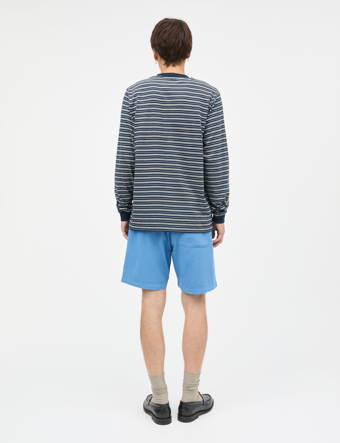 Cotton Jersey Stripe Frode Tee LS, Sky Captain/Vanilla Ice/Cashme