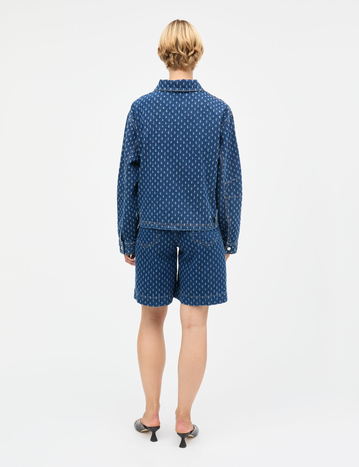 Distres Denim Solar Jacket, Mid Blue Denim