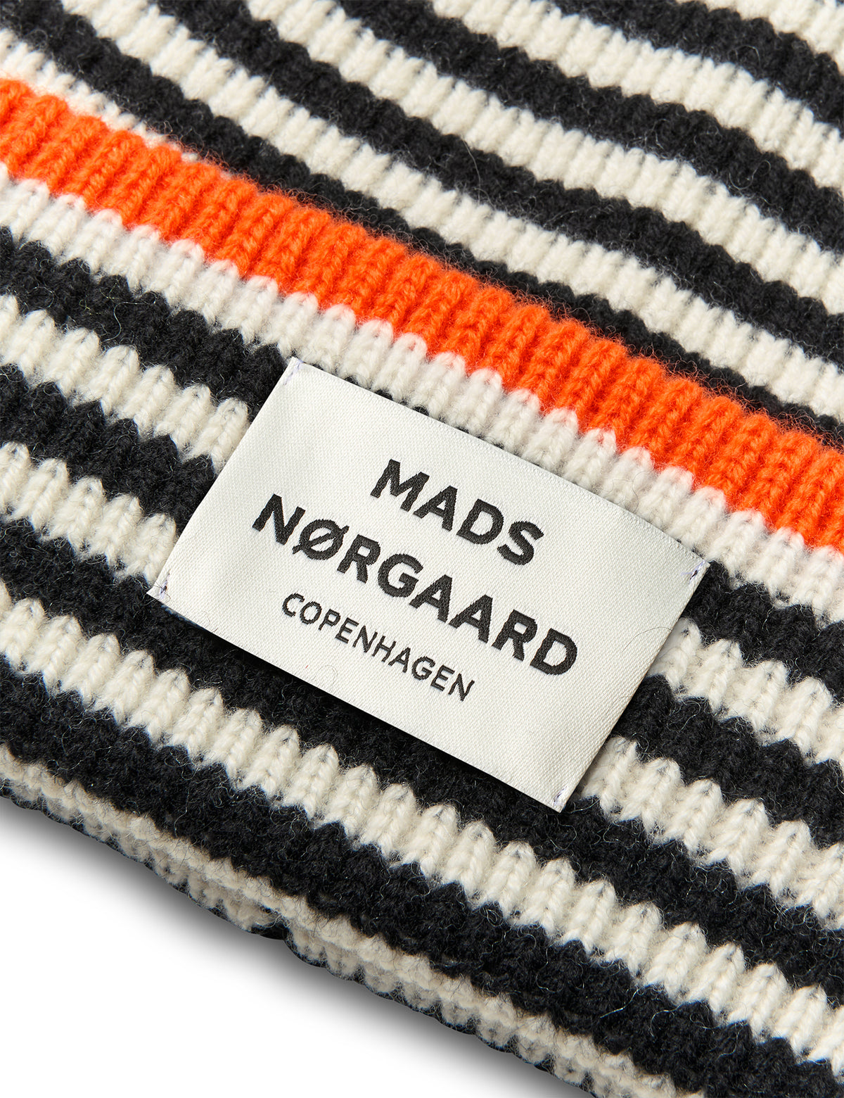 One Wool Anju Stripe Beanie, Black/Vanilla Ice
