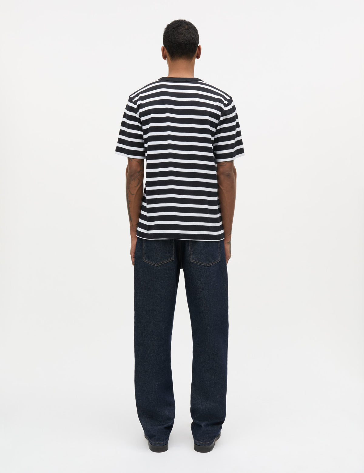 Klassik Rib Stripe Esben Tee, Black/White