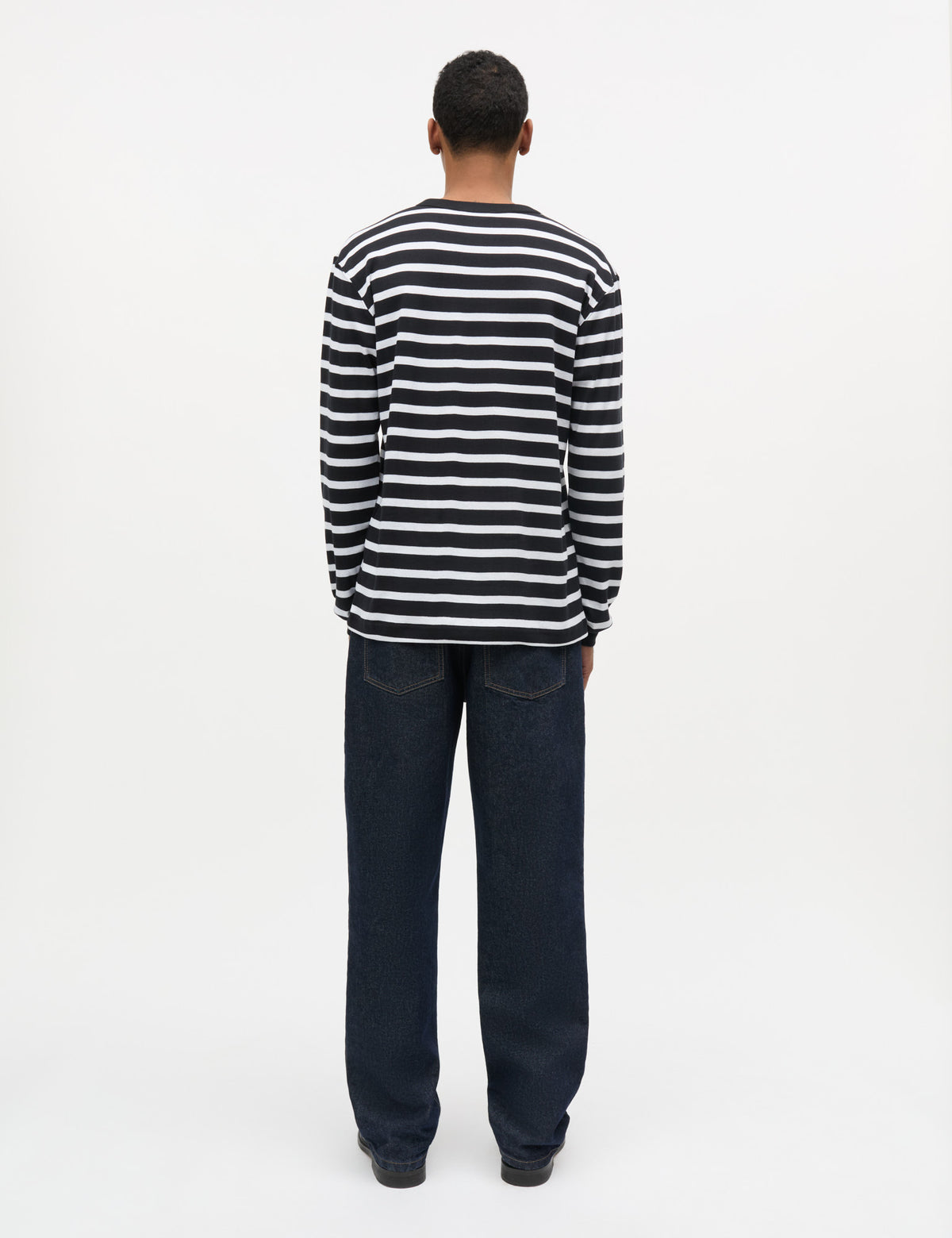 Klassik Rib Stripe Esben LS Tee, Black/White