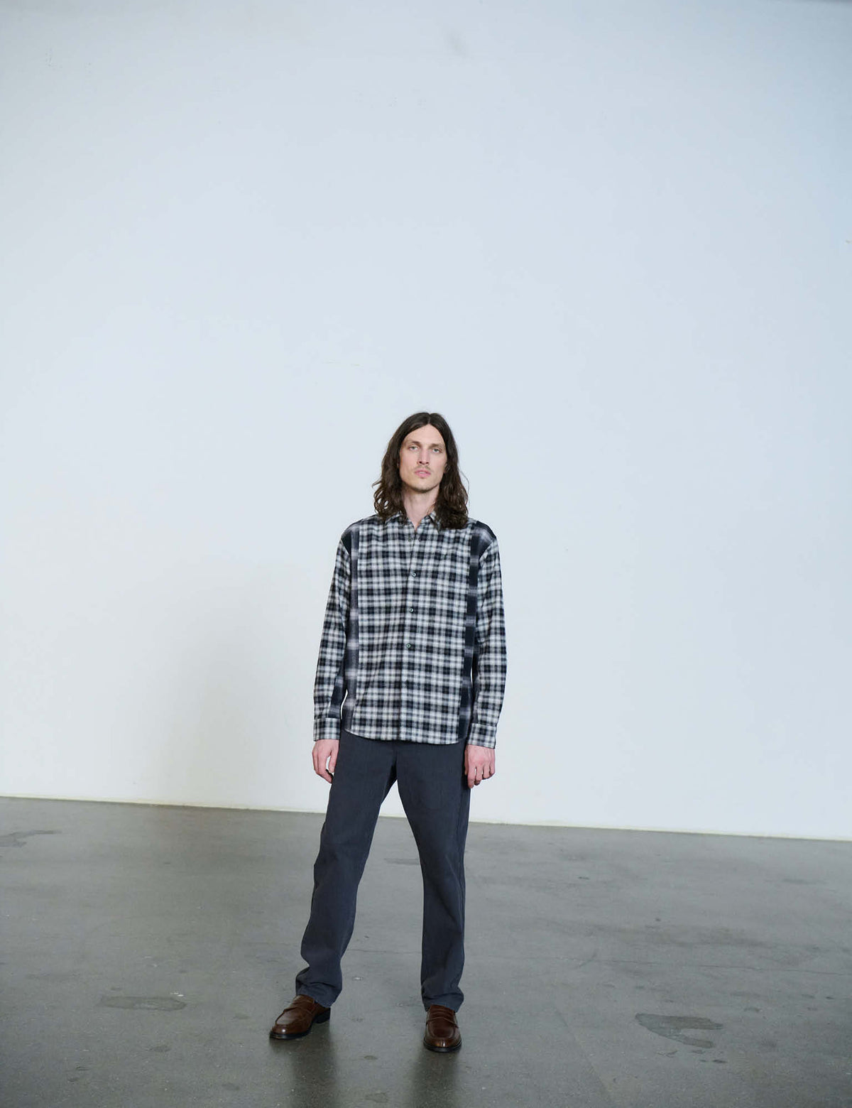 Brushed Flannel Marcel Mix Shirt CH, Black/White Check
