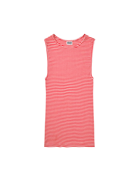 NPS Tank Top Fine Stripe, Red/Ecru