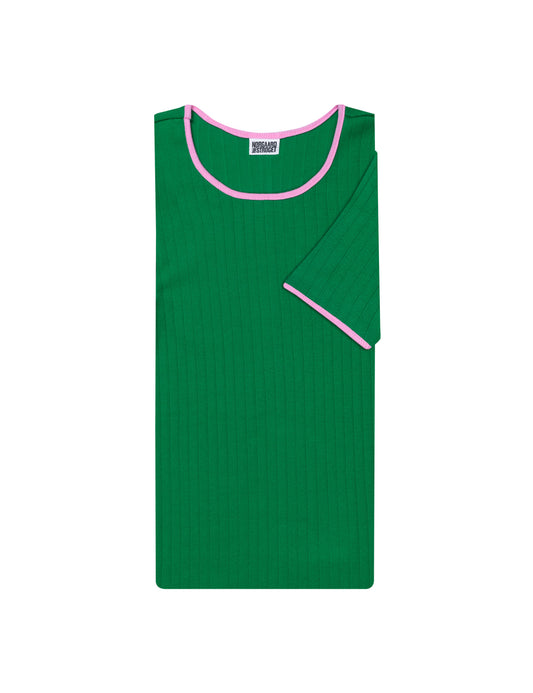 101 Short Sleeve Kontrast, Green/Light Pink