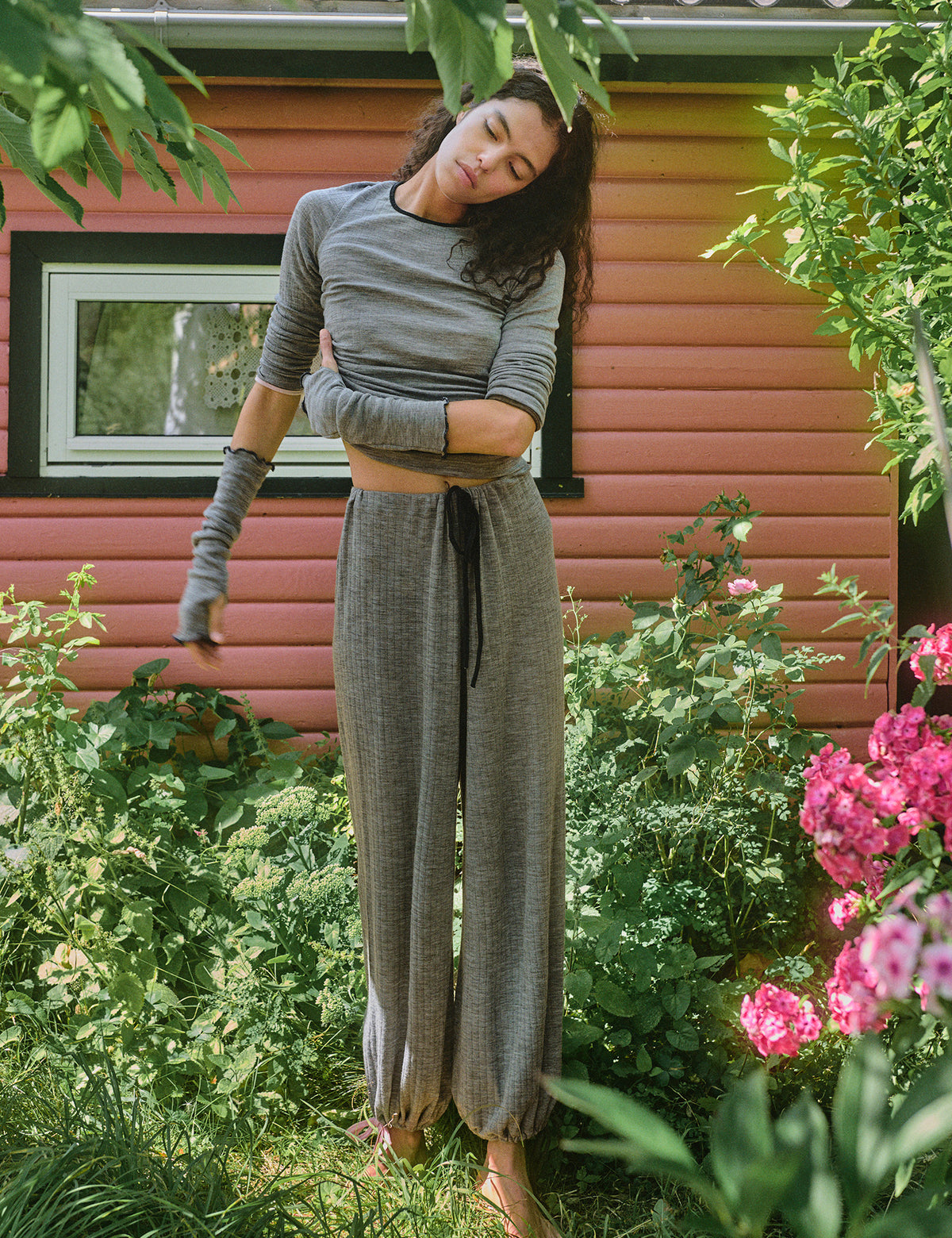 ELLE Nova Pants S Wool, Light Grey Melange