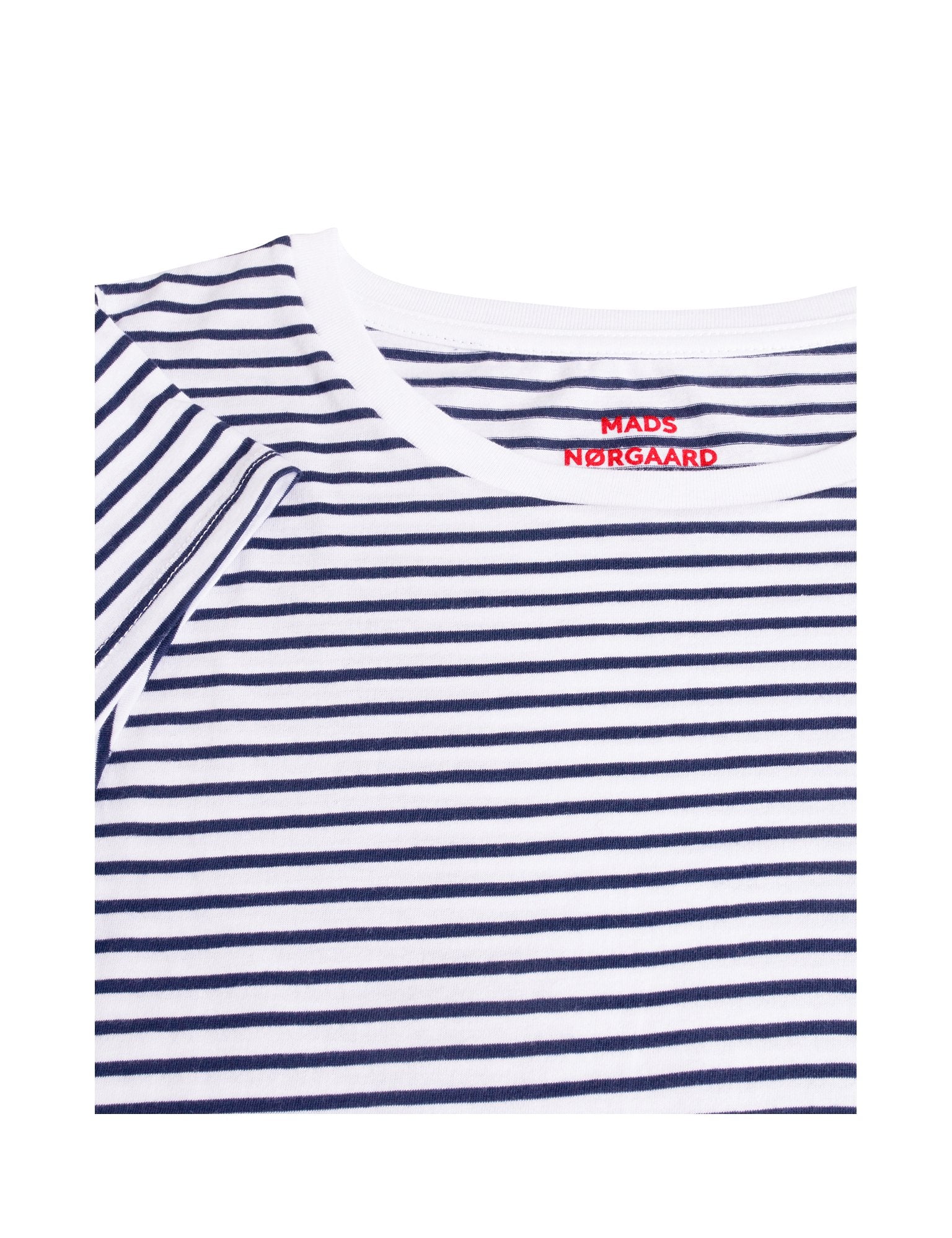 Organic Jersey Stripe Teasy Tee White/Navy MADS NØRGAARD - COPENHAGEN