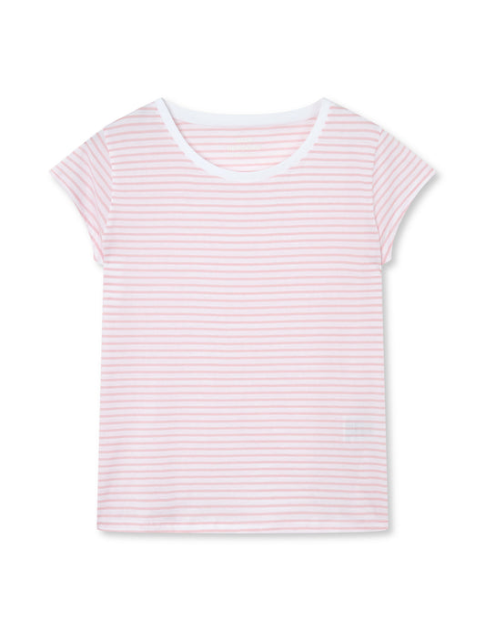 Fine Jersey Stripe Teasy Tee FAV, Blushing Bride/Briliant White