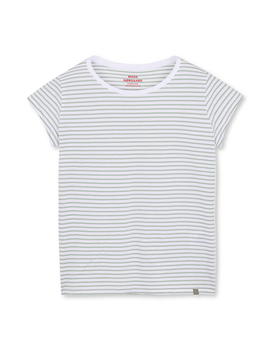 Fine Jersey Stripe Teasy Tee FAV, Brilliant White/Jadeite