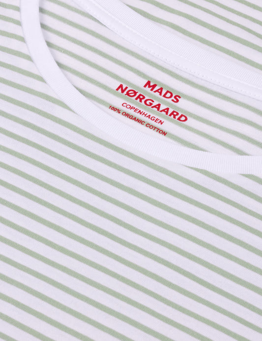 Fine Jersey Stripe Teasy Tee FAV, Brilliant White/Jadeite