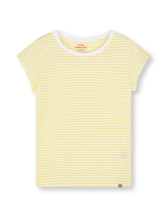 Fine Jersey Stripe Teasy Tee FAV, Brilliant White/Lemon Zest