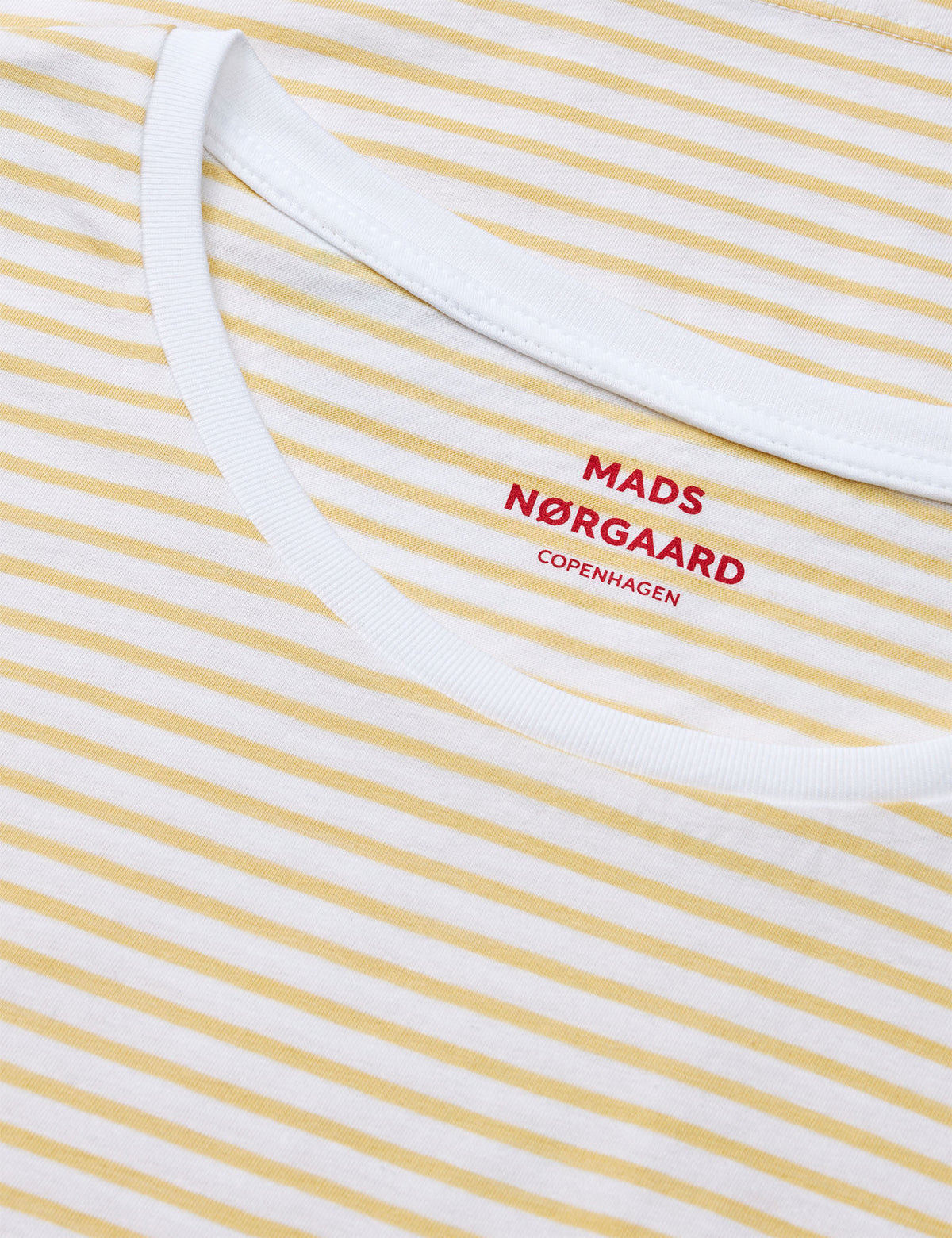 Fine Jersey Stripe Teasy Tee FAV, Brilliant White/Straw