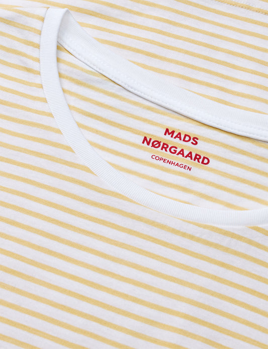 Fine Jersey Stripe Teasy Tee FAV, Brilliant White/Straw