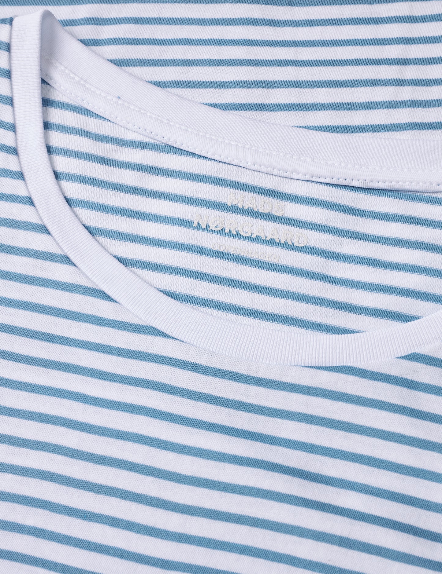 Fine Jersey Stripe Teasy Tee FAV, Brilliant White/Faded Denim