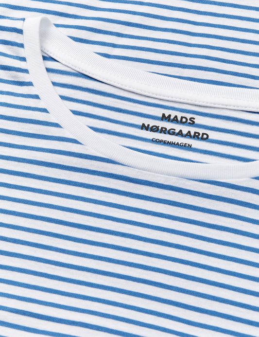Fine Jersey Stripe Teasy Tee FAV, Brilliant White/Bright Cobalt