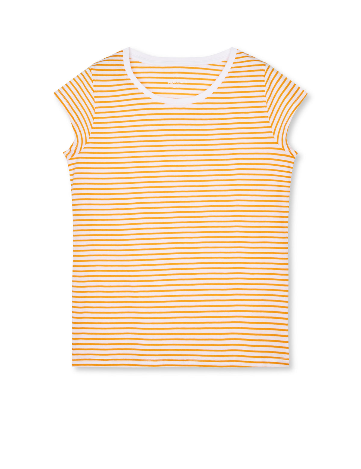 Fine Jersey Stripe Teasy Tee FAV, Brilliant White/Zinnia
