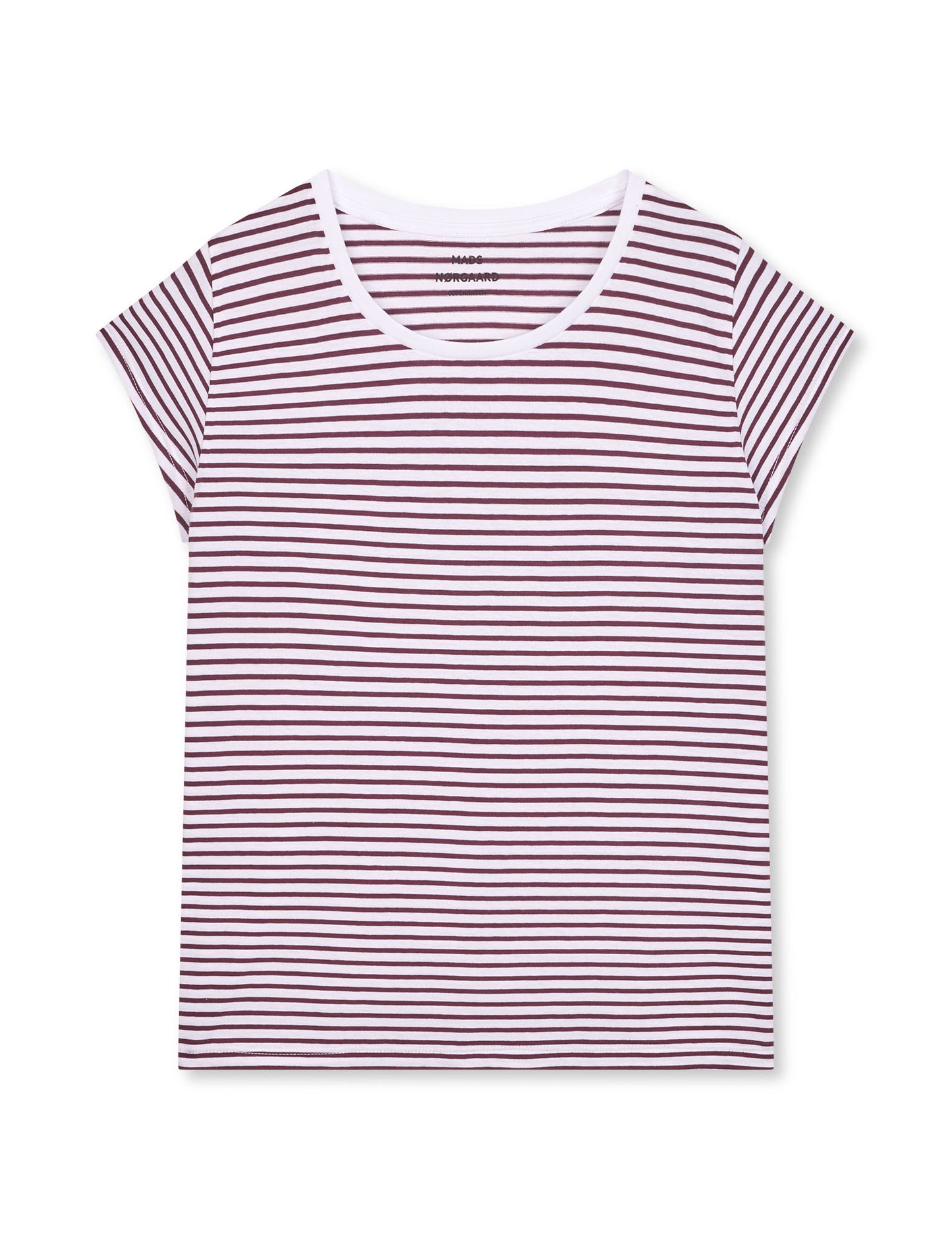 Fine Jersey Stripe Teasy Tee FAV, Brilliant White/Winetasting