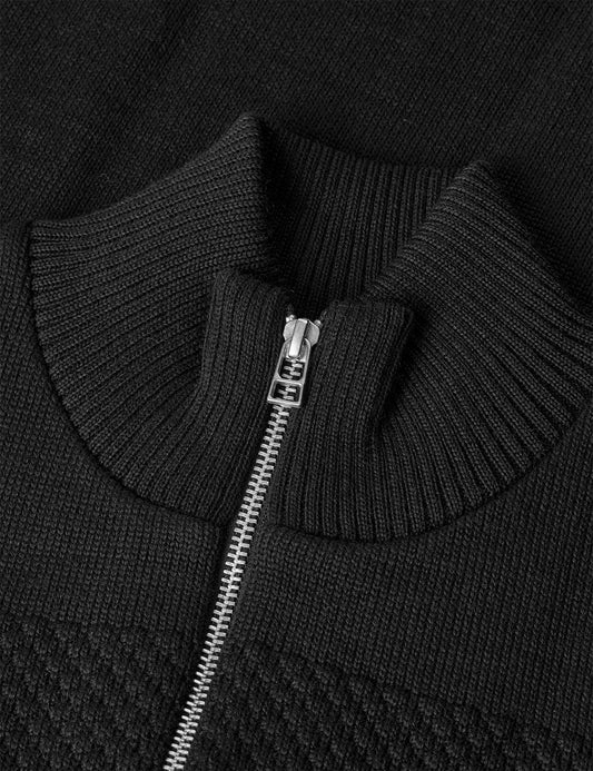 Wool Klemens Zip Knit, Black
