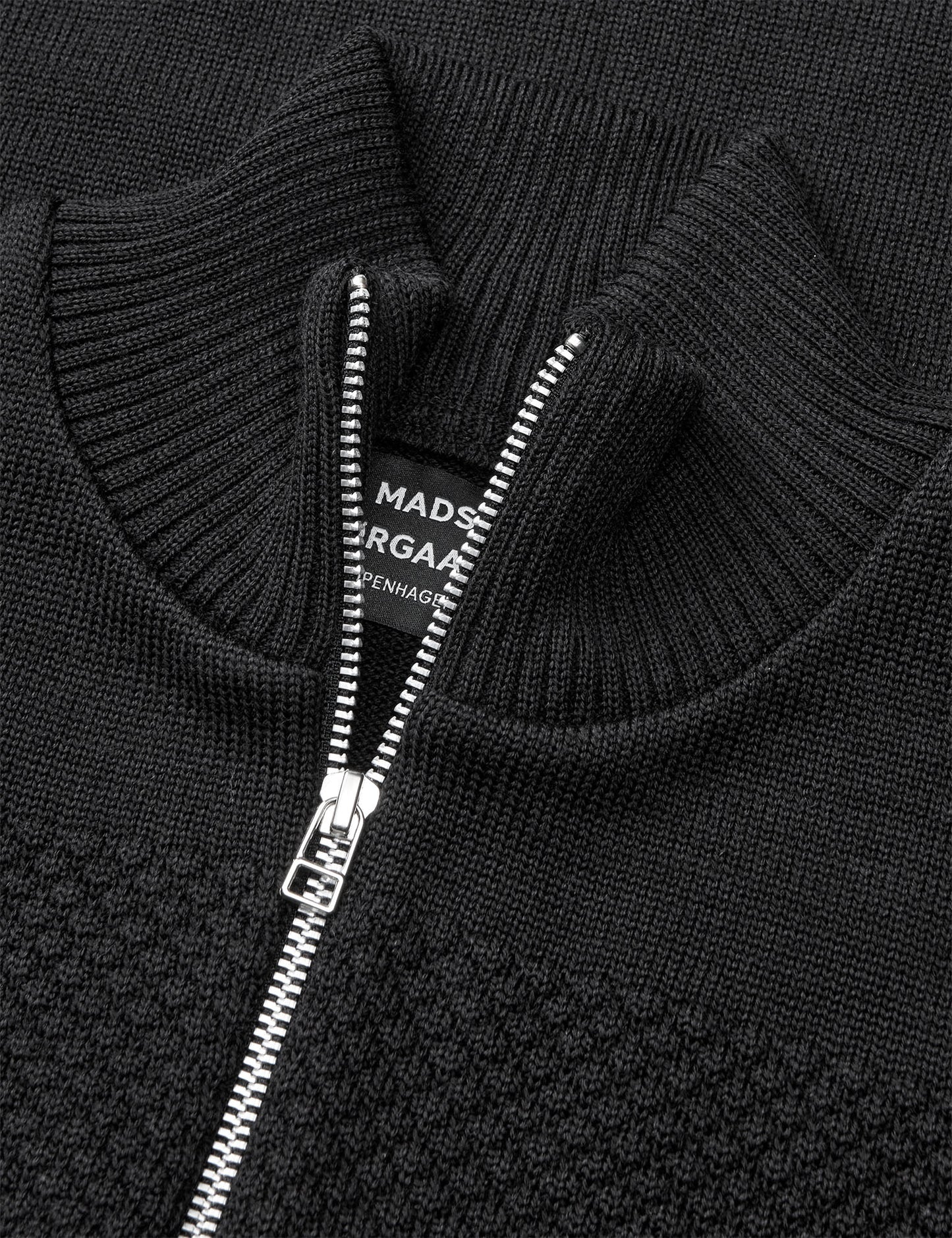 Wool Klemens Zip Knit, Black