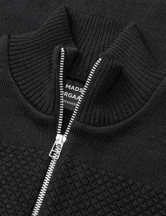 Wool Klemens Zip Knit, Black