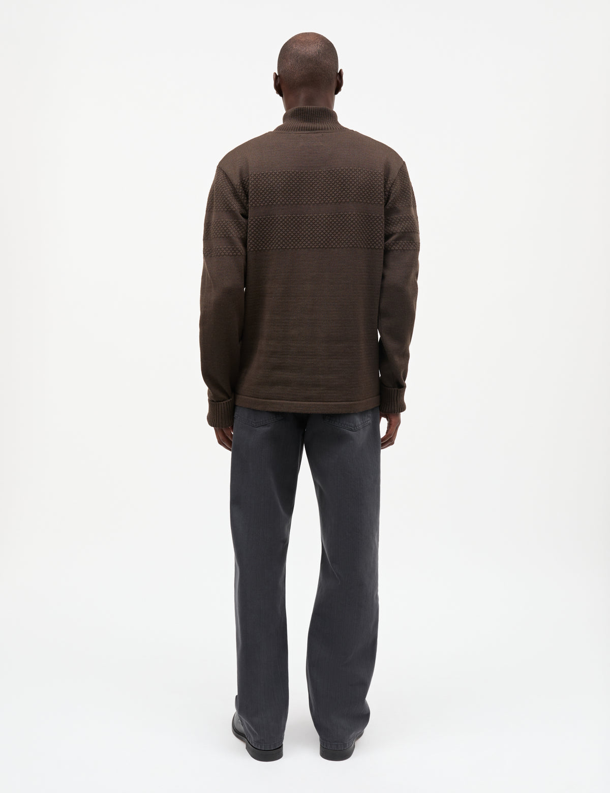 Wool Klemens Zip Knit, Turkish Coffee