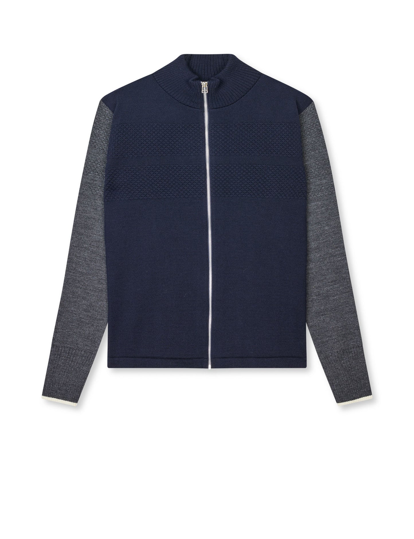 Wool Klemens Zip Knit, Parisian Night/Charcoal Melang