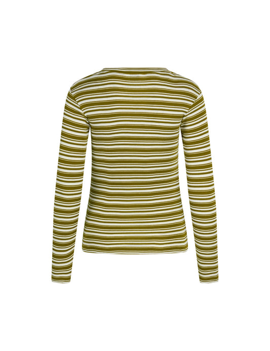 2x2 Cotton Stripe Tuba Top,  Fir Green / White Alyssum
