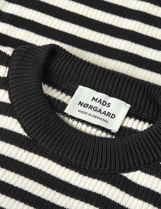 Sailor Wool Cast Sweater, Black / White Alyssum