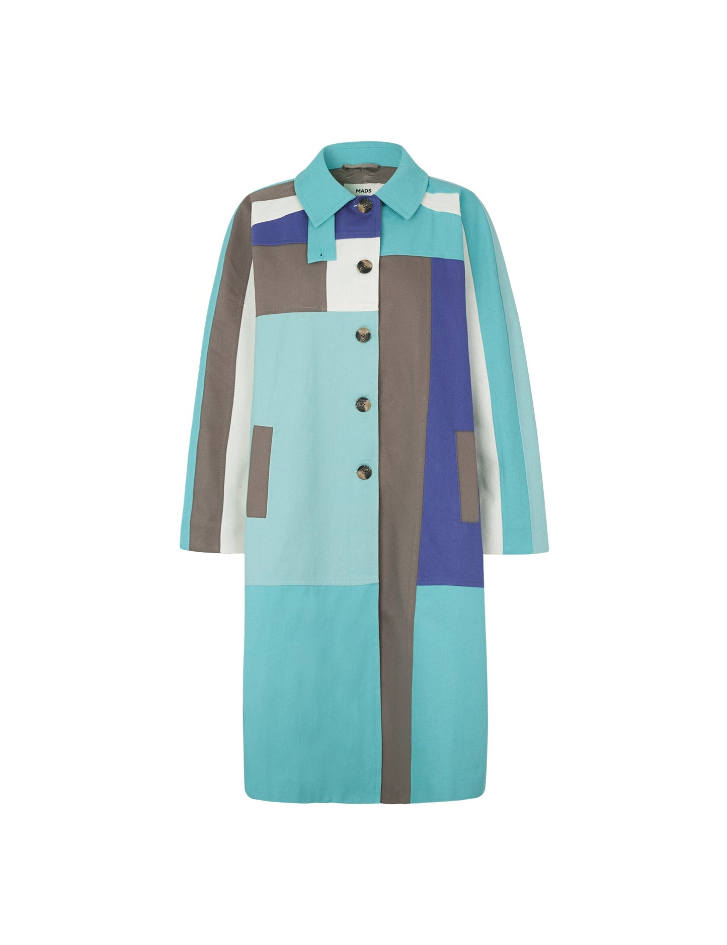 Recycled Boutique Jyron Patch Coat,  Multi Blue